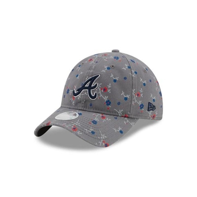 Grey Atlanta Braves Hat - New Era MLB Blossom 9TWENTY Adjustable Caps USA5109643